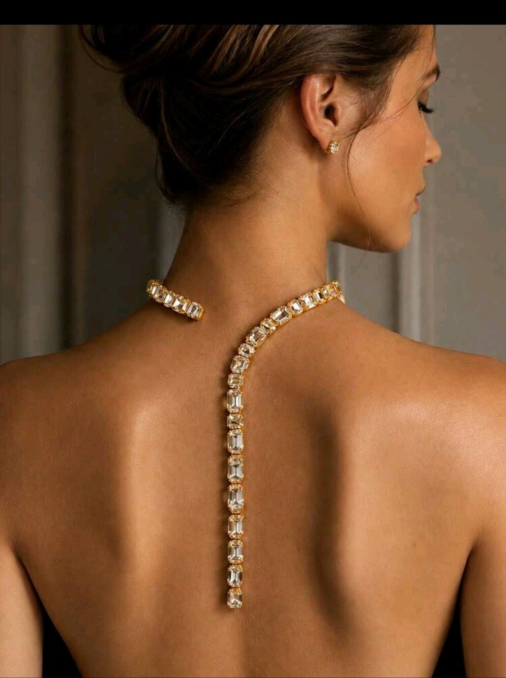 Source Unknown Gold Back Cascade Necklace Accent